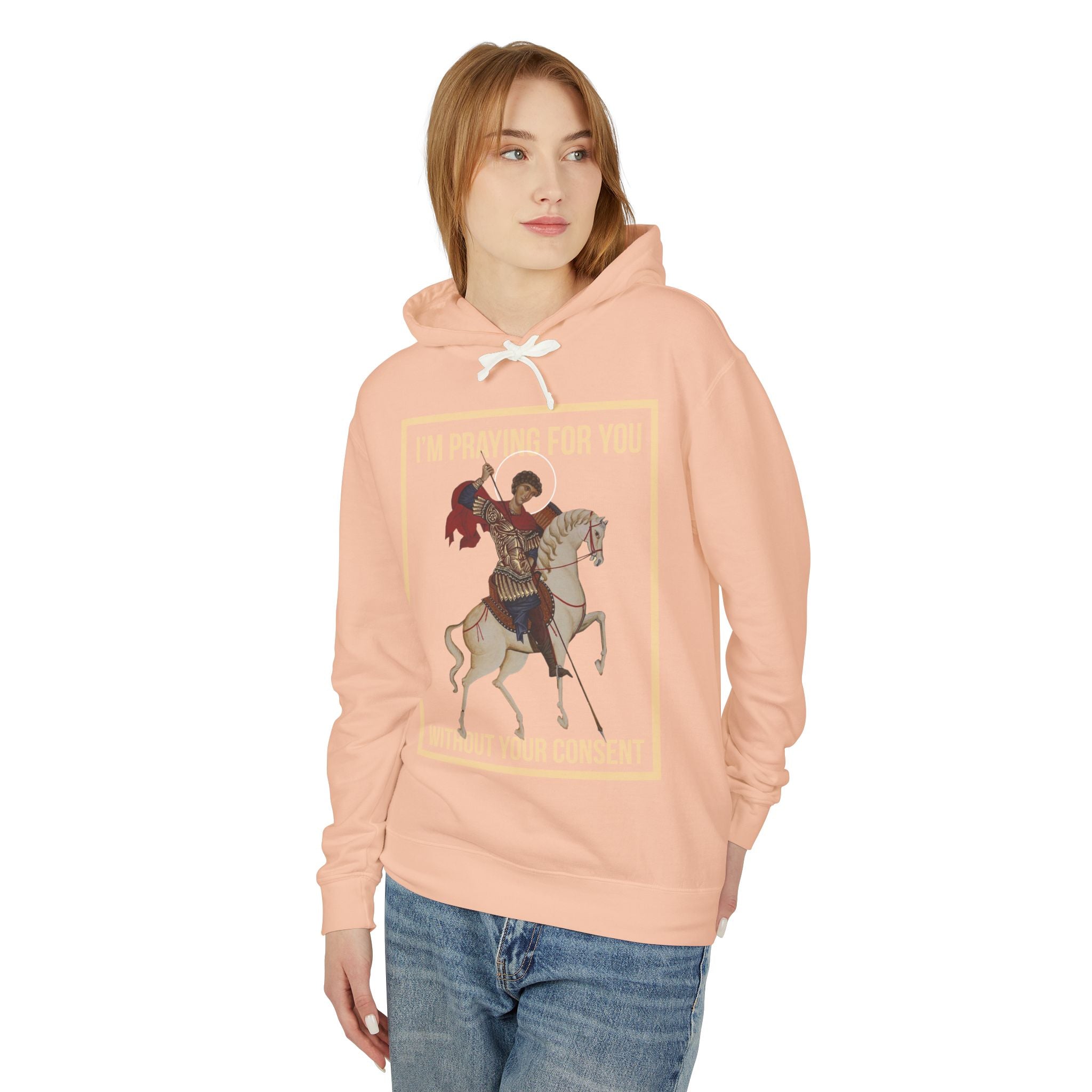 St George is praying for you without your consent Hoodie, Unisex Lightweight Hooded Sweatshirt, Inspirational Sweatshirt, Gift for Believers, Faith-Based Apparel, Cozy [...]