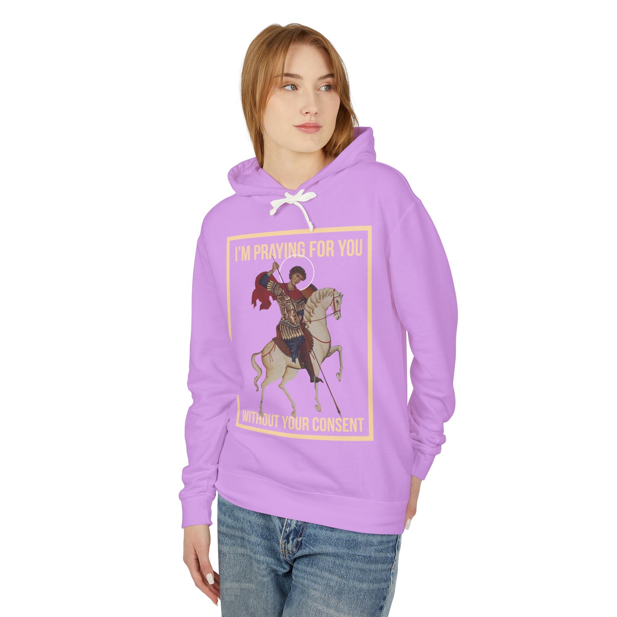 St George is praying for you without your consent Hoodie, Unisex Lightweight Hooded Sweatshirt, Inspirational Sweatshirt, Gift for Believers, Faith-Based Apparel, Cozy [...]