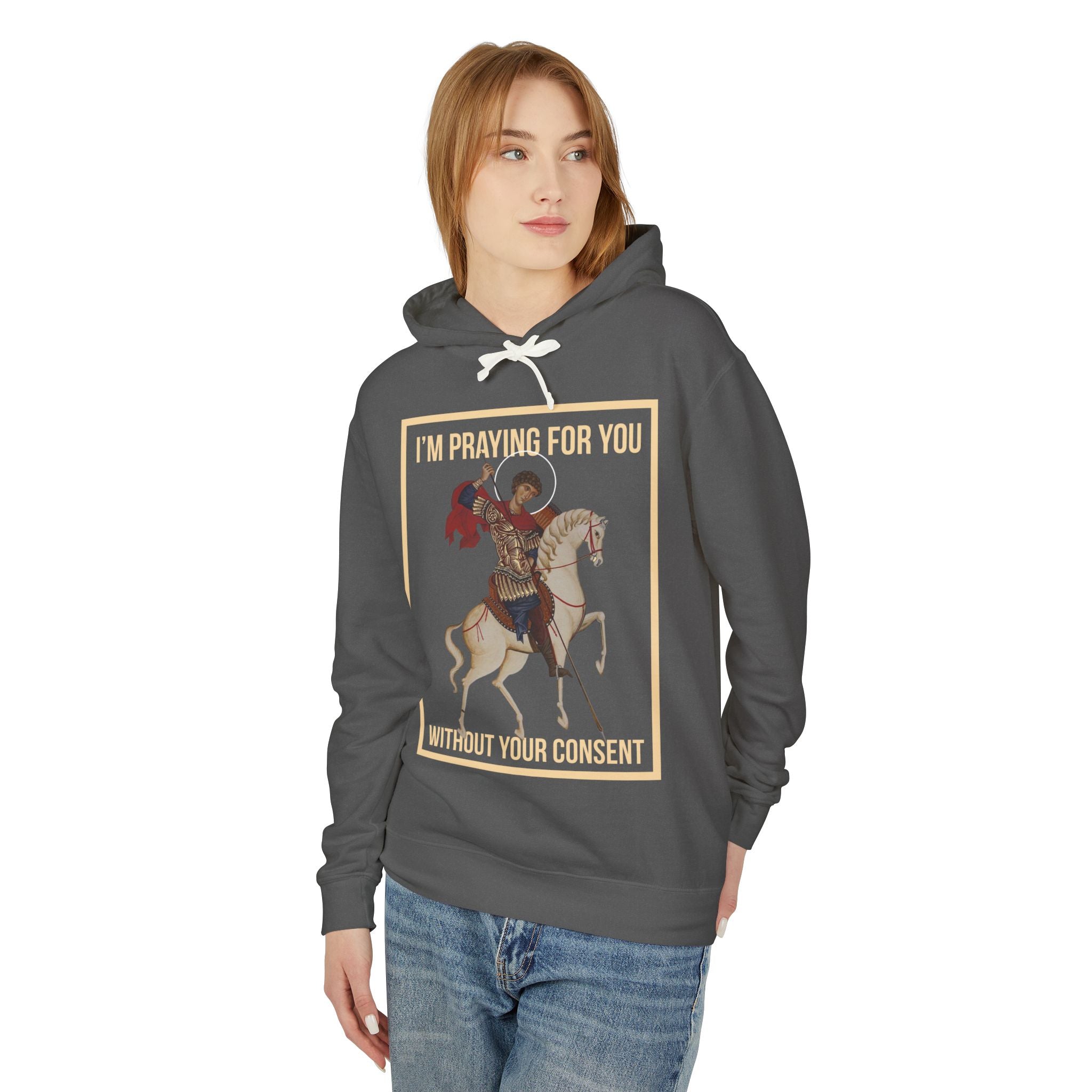 St George is praying for you without your consent Hoodie, Unisex Lightweight Hooded Sweatshirt, Inspirational Sweatshirt, Gift for Believers, Faith-Based Apparel, Cozy [...]