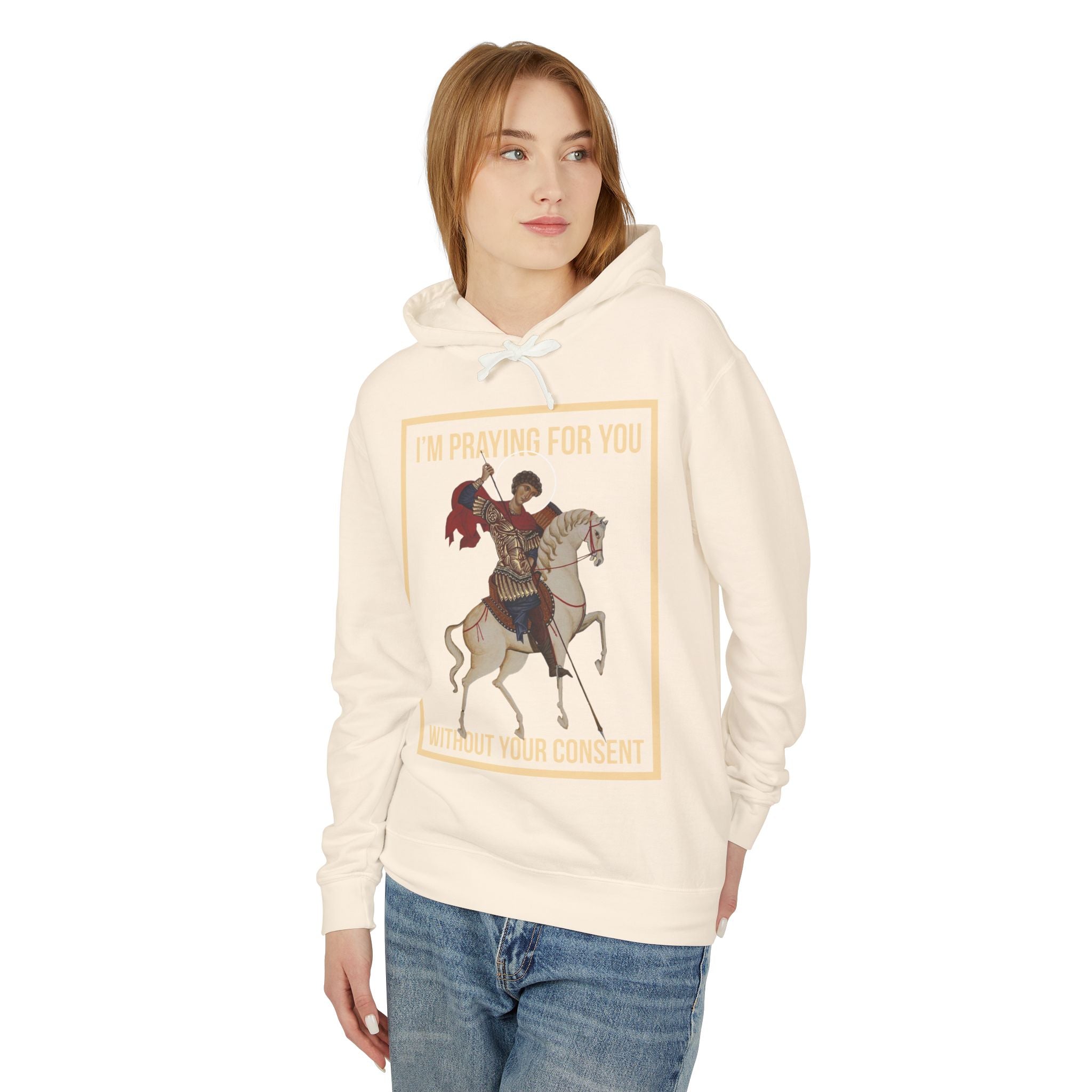St George is praying for you without your consent Hoodie, Unisex Lightweight Hooded Sweatshirt, Inspirational Sweatshirt, Gift for Believers, Faith-Based Apparel, Cozy [...]